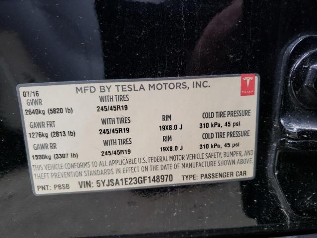 5YJSA1E23GF148970 - 2016 TESLA MODEL S Սև լուսանկար 12