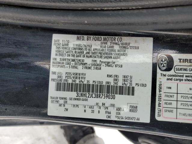 3LNHL2JC3BR759030 - 2011 LINCOLN MKZ BLACK photo 12