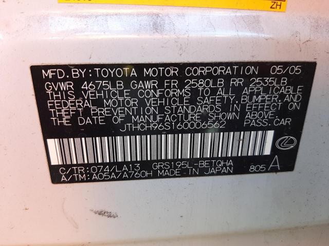 JTHCH96S160006562 - 2006 LEXUS GS 300 GRAY photo 12