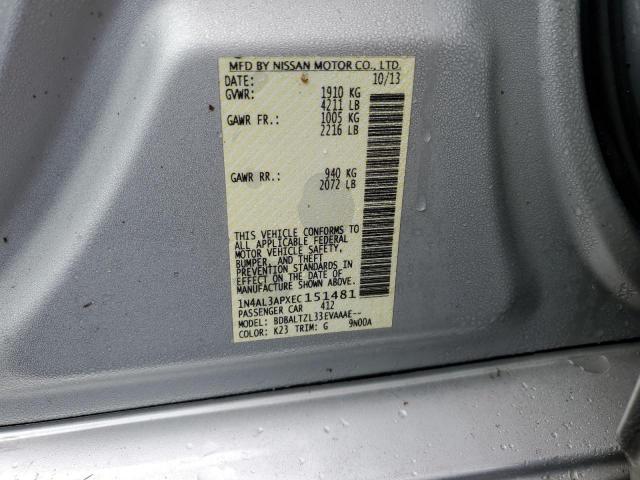 1N4AL3APXEC151481 - 2014 NISSAN ALTIMA 2.5 SILVER photo 12