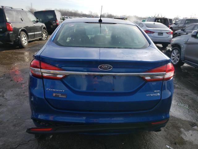 3FA6P0LU4JR230152 - 2018 FORD FUSION SE HYBRID BLUE photo 6