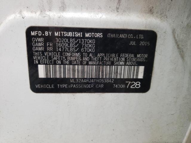 ML32A4HJ4FH053842 - 2015 MITSUBISHI MIRAGE ES WHITE photo 12