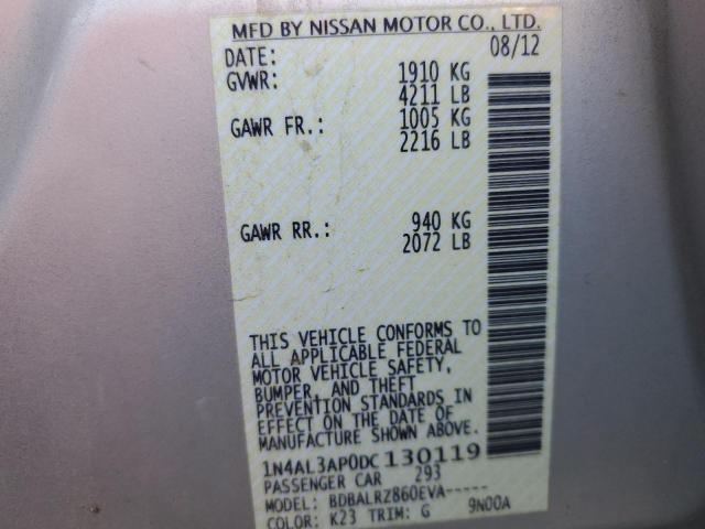 1N4AL3AP0DC130119 - 2013 NISSAN ALTIMA 2.5 SILVER photo 12