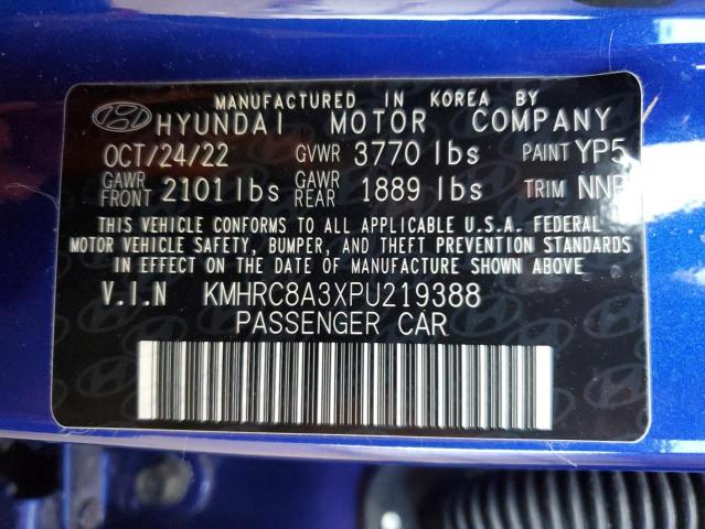 KMHRC8A3XPU219388 - 2023 HYUNDAI VENUE SEL BLUE photo 13