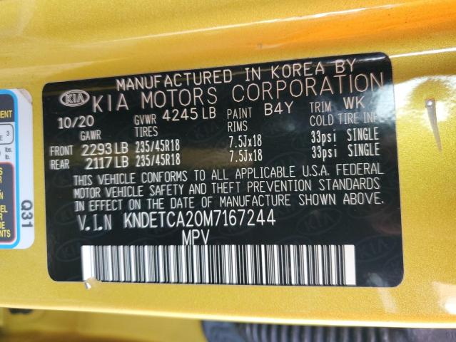 KNDETCA20M7167244 - 2021 KIA SELTOS SX YELLOW photo 13