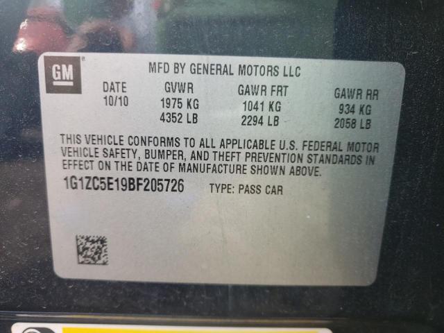 1G1ZC5E19BF205726 - 2011 CHEVROLET MALIBU 1LT 蓝色 照片 10