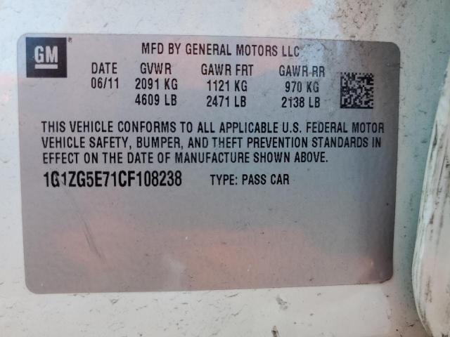 1G1ZG5E71CF108238 - 2012 CHEVROLET MALIBU LTZ Ağ foto 12