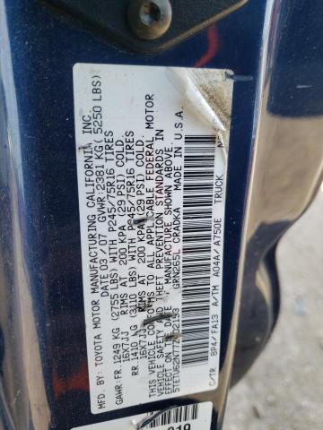 5TETU62N77Z402153 - 2007 TOYOTA TACOMA PRERUNNER ACCESS CAB BLUE photo 12