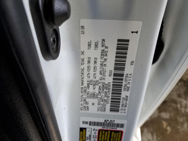 5TFUY5F11MX987079 - 2021 TOYOTA TUNDRA DOUBLE CAB SR/SR5 WHITE photo 12