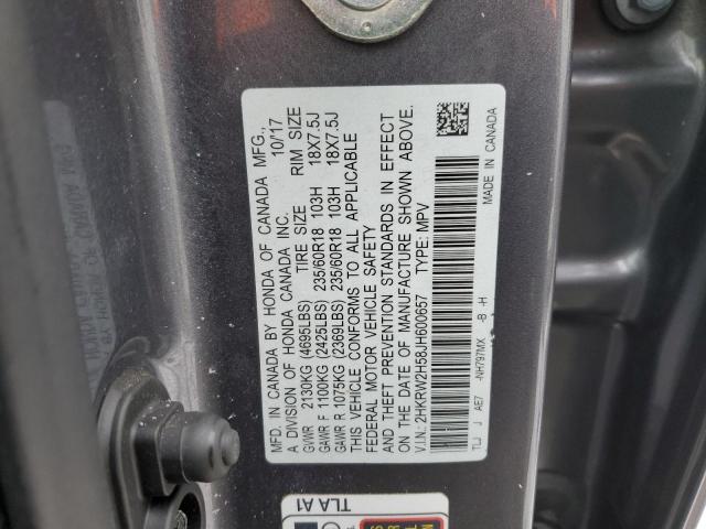 2HKRW2H58JH600657 - 2018 HONDA CR-V EX GRAY photo 13