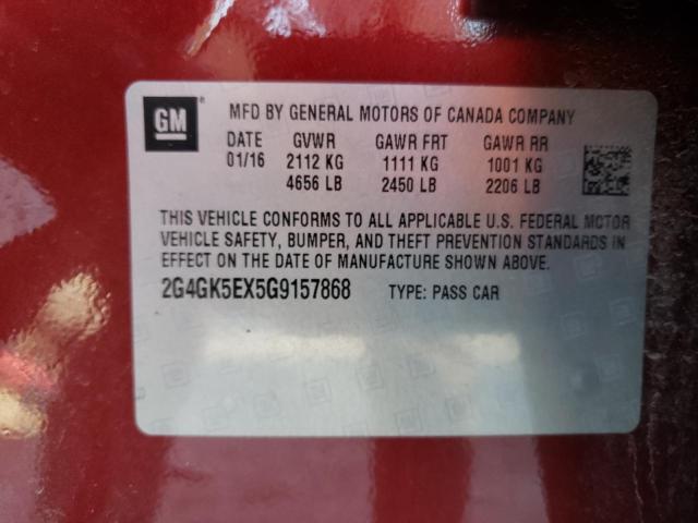 2G4GK5EX5G9157868 - 2016 BUICK REGAL 栗色 照片 12