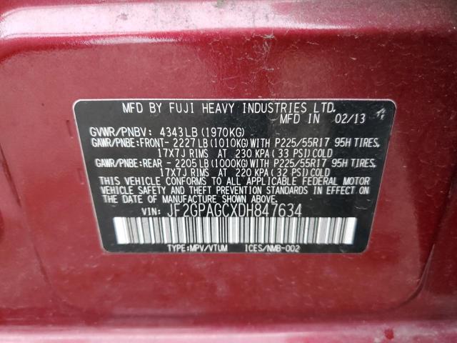 JF2GPAGCXDH847634 - 2013 SUBARU XV CROSSTR 2.0 LIMITED BURGUNDY photo 13