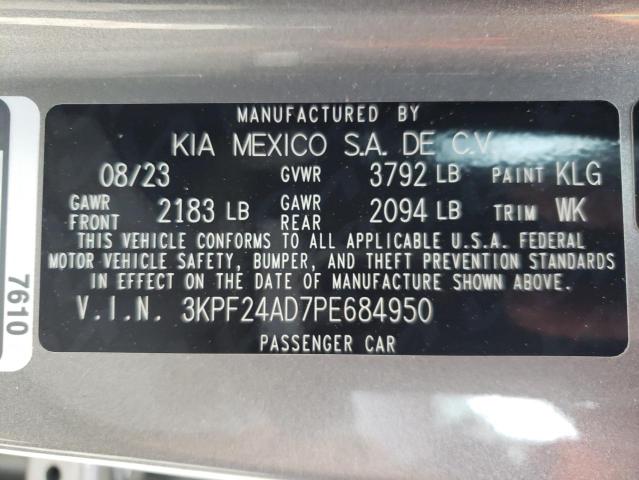 3KPF24AD7PE684950 - 2023 KIA FORTE LX GRAY photo 12