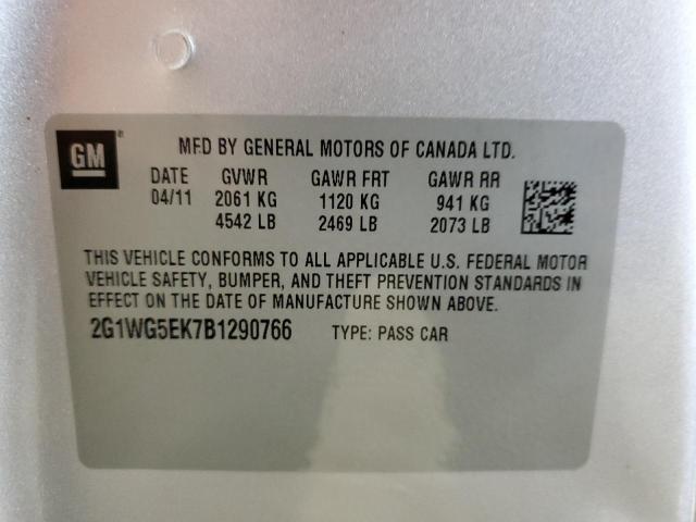 2G1WG5EK7B1290766 - 2011 CHEVROLET IMPALA LT SILVER photo 12