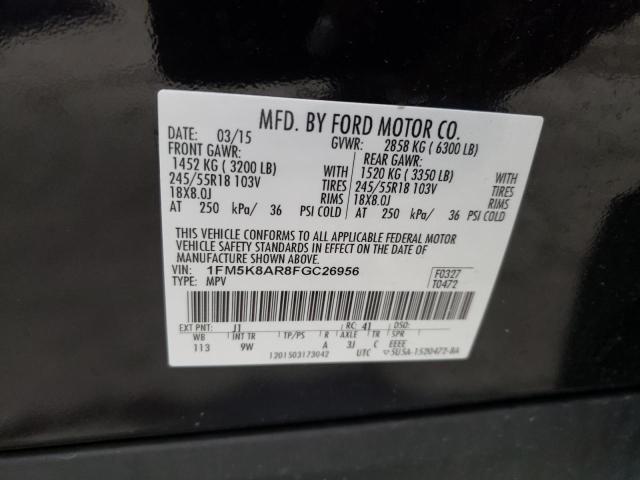 1FM5K8AR8FGC26956 - 2015 FORD EXPLORER POLICE INTERCEPTOR BLACK photo 12