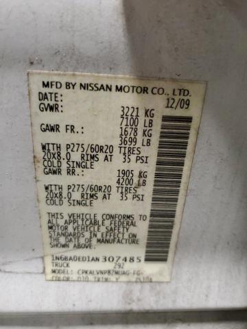 1N6BA0ED1AN307485 - 2010 NISSAN TITAN XE WHITE photo 12