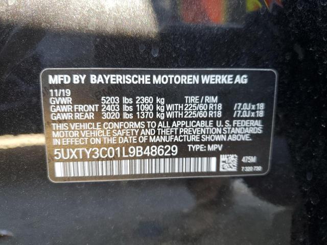 5UXTY3C01L9B48629 - 2020 BMW X3 SDRIVE30I BLACK photo 13