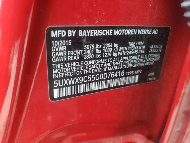 5UXWX9C55G0D76416 - 2016 BMW X3 XDRIVE28I RED photo 12
