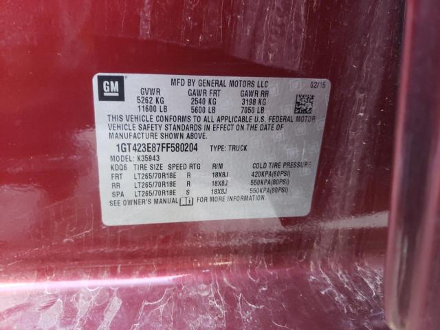 1GT423E87FF580204 - 2015 GMC SIERRA K3500 SLT BURGUNDY photo 14