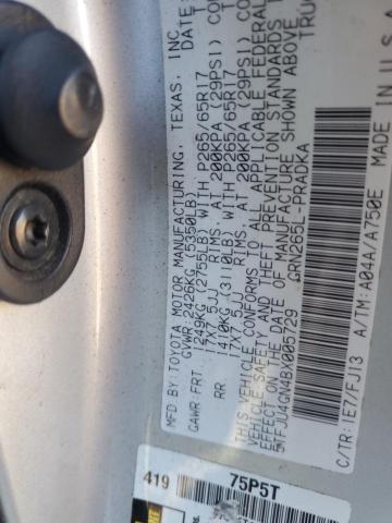 5TFJU4GN4BX005729 - 2011 TOYOTA TACOMA DOUBLE CAB PRERUNNER SILVER photo 12