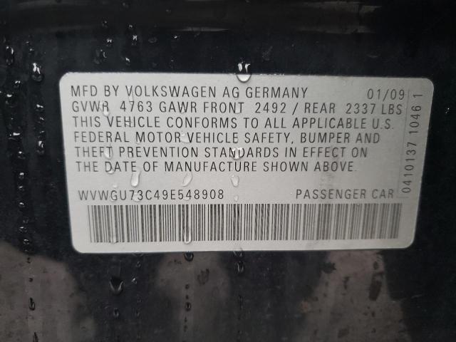 WVWGU73C49E548908 - 2009 VOLKSWAGEN CC VR6 4MOTION BLACK photo 12