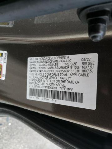 5FNRL6H74NB064991 - 2022 HONDA ODYSSEY EXL GRAY photo 14