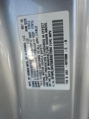 5FNRL5H25BB007094 - 2011 HONDA ODYSSEY LX SILVER photo 13