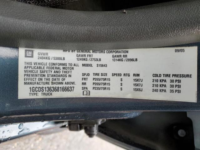 1GCDS136368166637 - 2006 CHEVROLET COLORADO BLUE photo 13