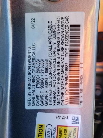 19XFL2H86NE015687 - 2022 HONDA CIVIC SPORT 银色 照片 12