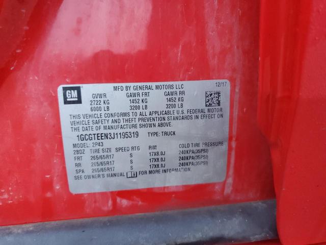 1GCGTEEN3J1195319 - 2018 CHEVROLET COLORADO ZR2 RED photo 12