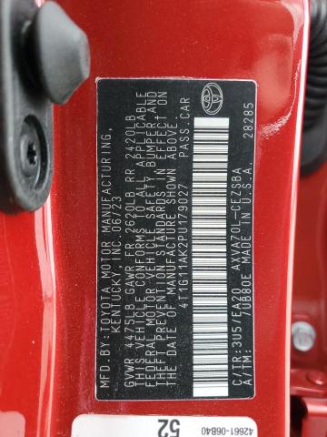 4T1G11AK2PU179027 - 2023 TOYOTA CAMRY SE NIGHT SHADE RED photo 12