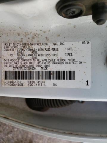 5TFRW5F12GX210250 - 2016 TOYOTA TUNDRA DOUBLE CAB SR/SR5 WHITE photo 12