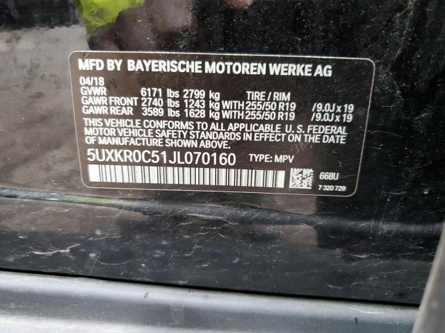 5UXKR0C51JL070160 - 2018 BMW X5 XDRIVE35I BLACK photo 13