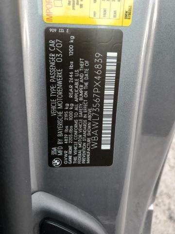 WBAWL73567PX46839 - 2007 BMW 335 I GRAY photo 12