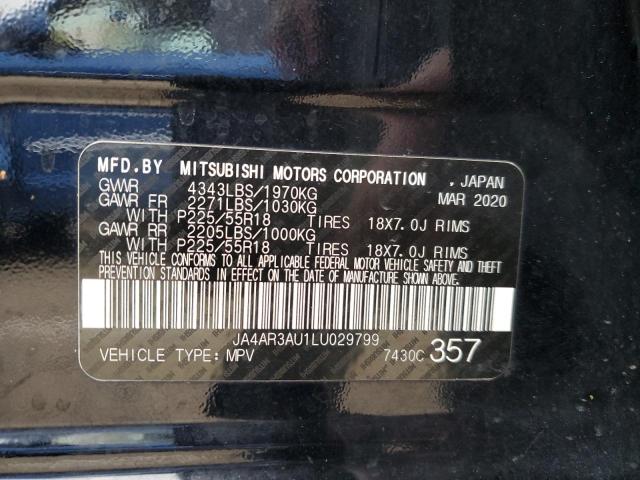 JA4AR3AU1LU029799 - 2020 MITSUBISHI OUTLANDER ES BLACK photo 13