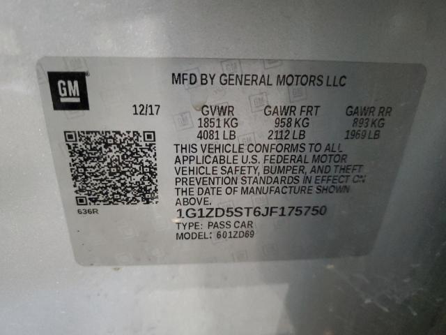 1G1ZD5ST6JF175750 - 2018 CHEVROLET MALIBU LT GRAY photo 12