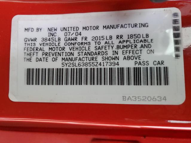 5Y2SL63855Z417394 - 2005 PONTIAC VIBE RED photo 13