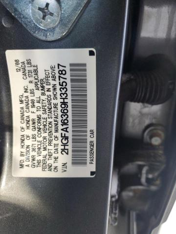 2HGFA16369H335787 - 2009 HONDA CIVIC VP GRAY photo 12