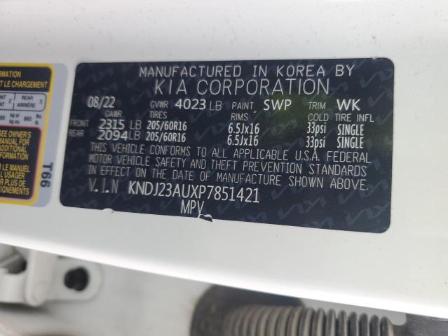 KNDJ23AUXP7851421 - 2023 KIA SOUL LX WHITE photo 12