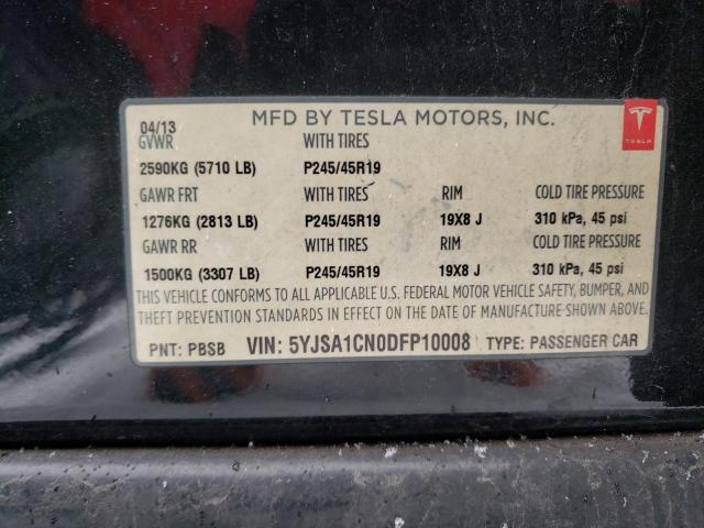 5YJSA1CN0DFP10008 - 2013 TESLA MODEL S 黑色 照片 13