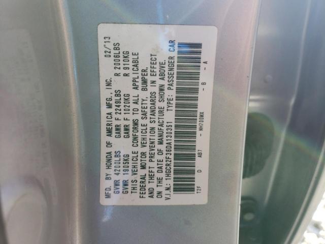 1HGCR2F36DA130351 - 2013 HONDA ACCORD LX SILVER photo 12