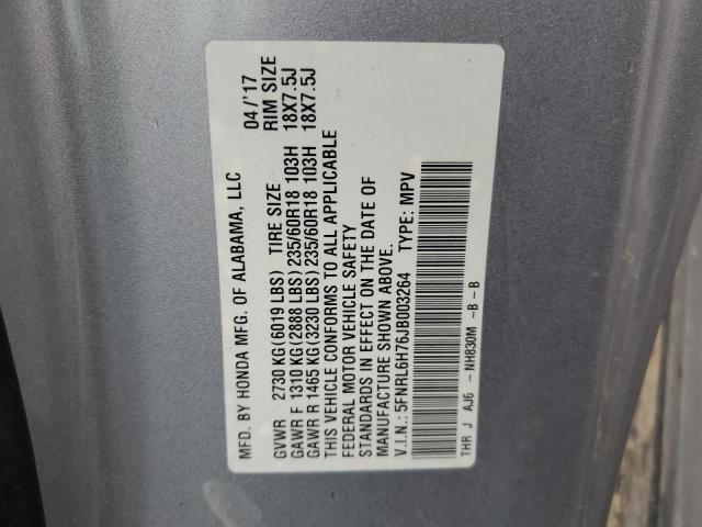 5FNRL6H76JB003264 - 2018 HONDA ODYSSEY EXL SILVER photo 14