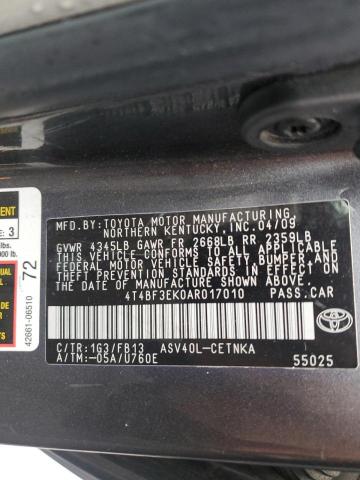 4T4BF3EK0AR017010 - 2010 TOYOTA CAMRY BASE GRAY photo 13