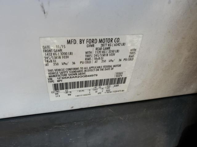 1FM5K8AR2GGB44979 - 2016 FORD EXPLORER POLICE INTERCEPTOR WHITE photo 13