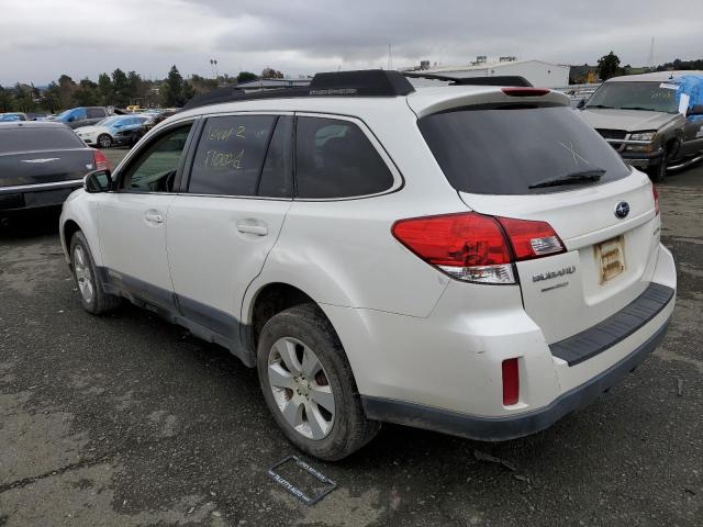 4S4BRBCC0B3420015 - 2011 SUBARU OUTBACK 2.5I PREMIUM WHITE photo 2