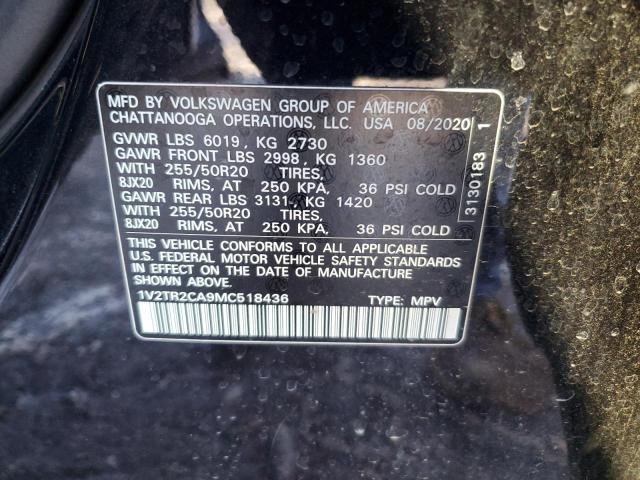 1V2TR2CA9MC518436 - 2021 VOLKSWAGEN ATLAS SEL PREMIUM BLACK photo 13