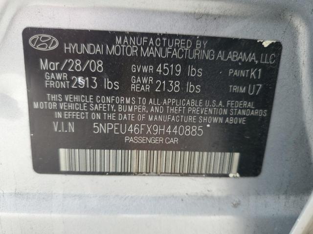 5NPEU46FX9H440885 - 2009 HYUNDAI SONATA SE SILVER photo 12