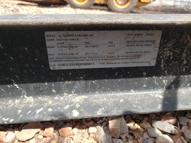 1D9CC202XKW365011 - 2019 UTILITY TRAILER შავი ფოტო 10