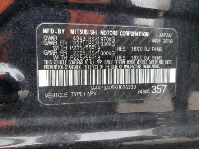 JA4AP3AU5KU026330 - 2019 MITSUBISHI OUTLANDER ES BLACK photo 14