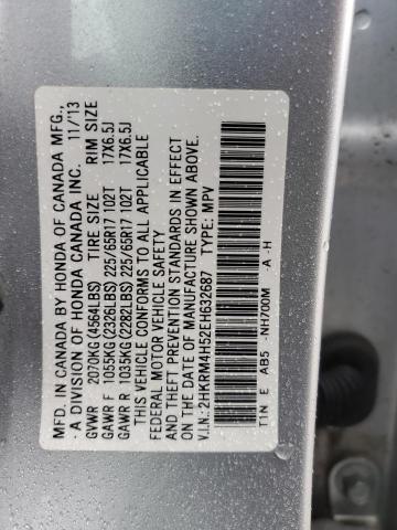 2HKRM4H52EH632687 - 2014 HONDA CR-V EX SILVER photo 13